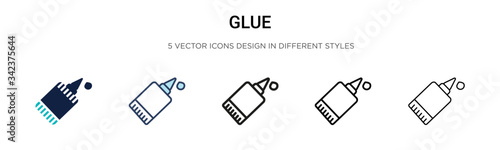 Glue icon in filled, thin line, outline and stroke style. Vector illustration of two colored and black glue vector icons designs can be used for mobile, ui, web