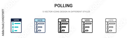 Polling icon in filled, thin line, outline and stroke style. Vector illustration of two colored and black polling vector icons designs can be used for mobile, ui, web