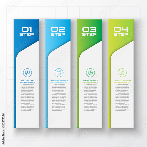 Business infographics template 4 steps rectangle,Vector illustration.