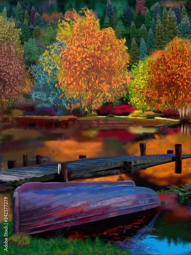 Wallpaper Mural autumn leaves on the lake Torontodigital.ca