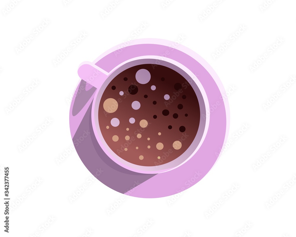A pink cup of coffee. Raster illustration.
A pink cup of coffee. Raster illustration.