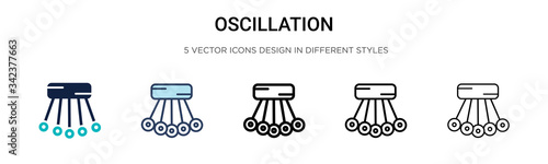 Oscillation icon in filled, thin line, outline and stroke style. Vector illustration of two colored and black oscillation vector icons designs can be used for mobile, ui, web