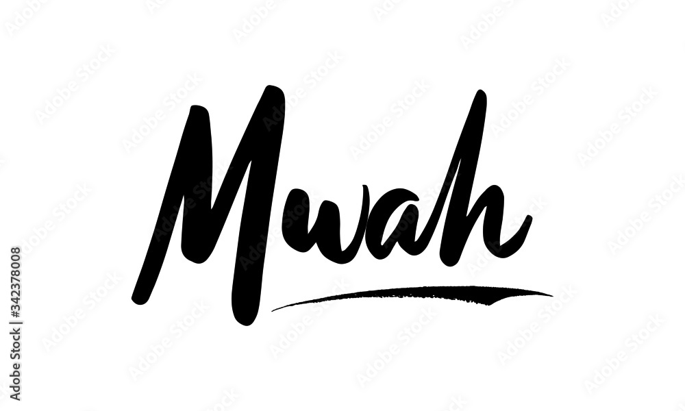 Fototapeta premium Mwah Calligraphy Black Color Text On White Background