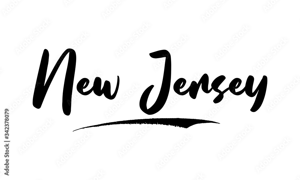 New Jersey Calligraphy Black Color Text On White Background New Jersey Calligraphy Black Color Text On White Background