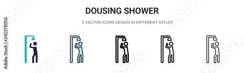 Dousing shower icon in filled, thin line, outline and stroke style. Vector illustration of two colored and black dousing shower vector icons designs can be used for mobile, ui, web