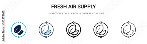 Fresh air supply icon in filled, thin line, outline and stroke style. Vector illustration of two colored and black fresh air supply vector icons designs can be used for mobile, ui, web