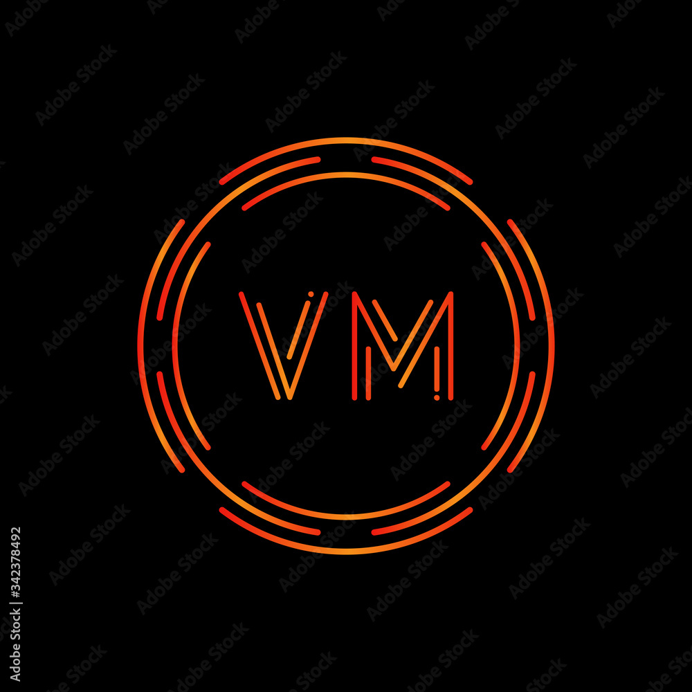 Creative Letter VM Logo Creative Typography Vector Template. Digital Abstract Letter VM Logo Design.