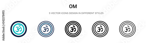 Om icon in filled, thin line, outline and stroke style. Vector illustration of two colored and black om vector icons designs can be used for mobile, ui, web