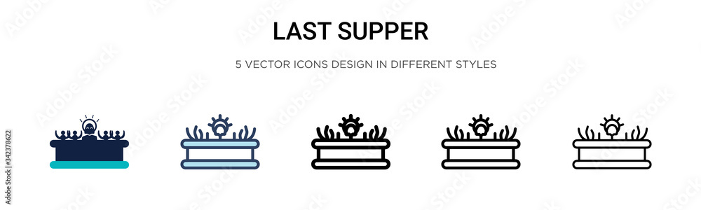 Last supper icon in filled, thin line, outline and stroke style. Vector illustration of two colored and black last supper vector icons designs can be used for mobile, ui, web