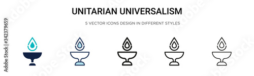 Unitarian universalism icon in filled, thin line, outline and stroke style. Vector illustration of two colored and black unitarian universalism vector icons designs can be used for mobile, ui, web