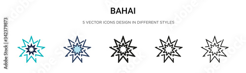 Bahai icon in filled, thin line, outline and stroke style. Vector illustration of two colored and black bahai vector icons designs can be used for mobile, ui, web