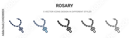 Rosary icon in filled, thin line, outline and stroke style. Vector illustration of two colored and black rosary vector icons designs can be used for mobile, ui, web