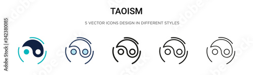 Taoism icon in filled, thin line, outline and stroke style. Vector illustration of two colored and black taoism vector icons designs can be used for mobile, ui, web
