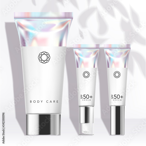 Vector Healthcare / Beauty / Skincare Tube Set with Holographic Effect