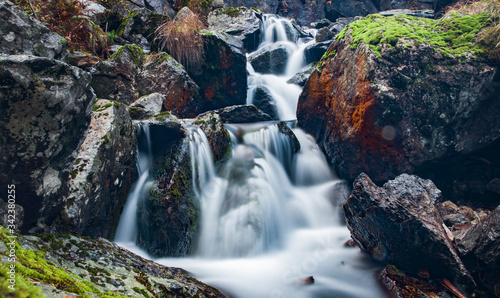 Long exposure picture of a waterfall   river.