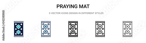 Praying mat icon in filled, thin line, outline and stroke style. Vector illustration of two colored and black praying mat vector icons designs can be used for mobile, ui, web