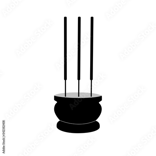 Incense icon on white background. Joss stick. Silhouette vector design.