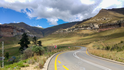 Winding road in the Golden Gate Highlands National Park, Clarens, Free State, South Africa