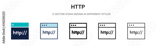 Http icon in filled, thin line, outline and stroke style. Vector illustration of two colored and black http vector icons designs can be used for mobile, ui, web photo