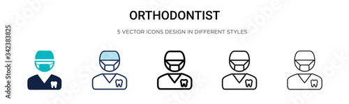 Orthodontist icon in filled, thin line, outline and stroke style. Vector illustration of two colored and black orthodontist vector icons designs can be used for mobile, ui, web