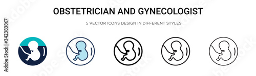 Obstetrician and gynecologist icon in filled, thin line, outline and stroke style. Vector illustration of two colored and black obstetrician and gynecologist vector icons designs can be used for