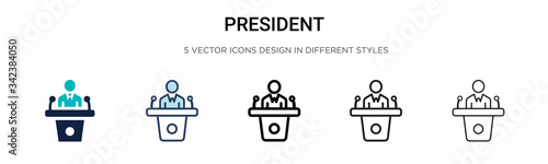 President icon in filled, thin line, outline and stroke style. Vector illustration of two colored and black president vector icons designs can be used for mobile, ui, web photo