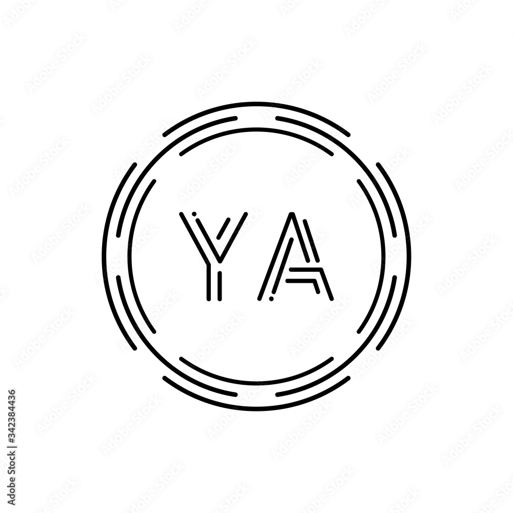 Initial YA Logo Design Vector Template. Creative Circle Letter YA Business Logo Vector Illustration Initial YA Logo Design Vector Template. Creative Circle Letter YA Business Logo Vector Illustration