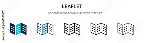 Leaflet icon in filled, thin line, outline and stroke style. Vector illustration of two colored and black leaflet vector icons designs can be used for mobile, ui, web photo