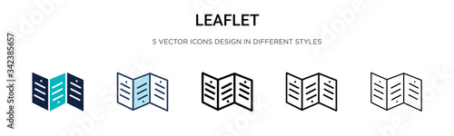 Leaflet icon in filled, thin line, outline and stroke style. Vector illustration of two colored and black leaflet vector icons designs can be used for mobile, ui, web