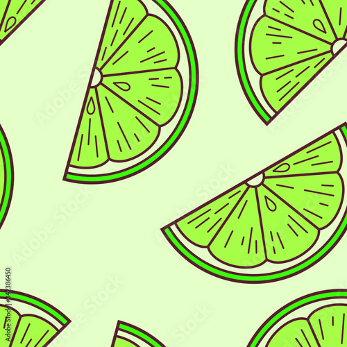 Key lime fruit seamless pattern. Vector illustration