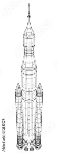 Space rocket concept outline. Vector