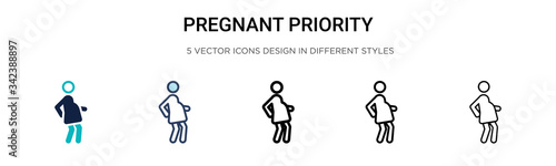 Pregnant priority icon in filled, thin line, outline and stroke style. Vector illustration of two colored and black pregnant priority vector icons designs can be used for mobile, ui, web