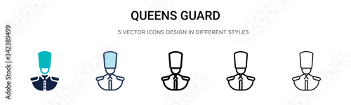 Queens guard icon in filled, thin line, outline and stroke style. Vector illustration of two colored and black queens guard vector icons designs can be used for mobile, ui, web