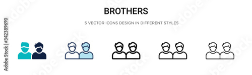 Brothers icon in filled, thin line, outline and stroke style. Vector illustration of two colored and black brothers vector icons designs can be used for mobile, ui, web