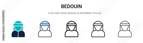 Bedouin icon in filled, thin line, outline and stroke style. Vector illustration of two colored and black bedouin vector icons designs can be used for mobile, ui, web