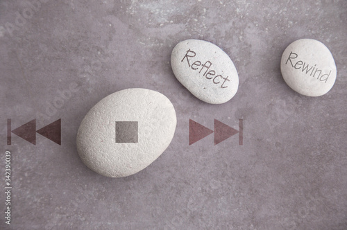 Stop reflect rewind zen stones