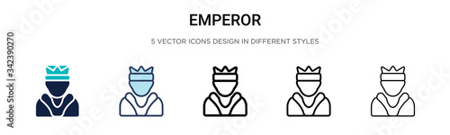 Emperor icon in filled, thin line, outline and stroke style. Vector illustration of two colored and black emperor vector icons designs can be used for mobile, ui, web