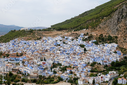 Aerial view of Chefchaouen town in Morocco.