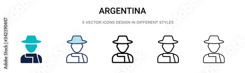Argentina icon in filled, thin line, outline and stroke style. Vector illustration of two colored and black argentina vector icons designs can be used for mobile, ui, web
