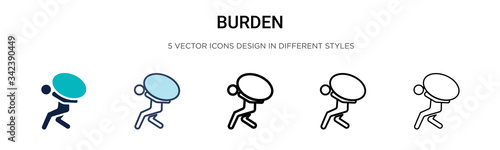 Burden icon in filled, thin line, outline and stroke style. Vector illustration of two colored and black burden vector icons designs can be used for mobile, ui, web