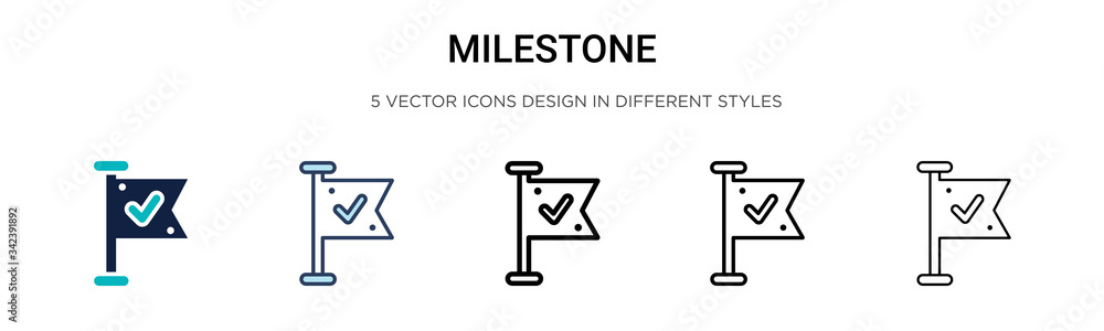 Vecteur Stock Milestone icon in filled, thin line, outline and stroke  style. Vector illustration of two colored and black milestone vector icons  designs can be used for mobile, ui, web | Adobe