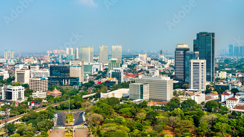 Aerial view of Jakarta from the National Monument. The capital of Indonesia