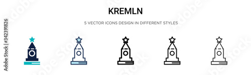 Kremln icon in filled, thin line, outline and stroke style. Vector illustration of two colored and black kremln vector icons designs can be used for mobile, ui, web