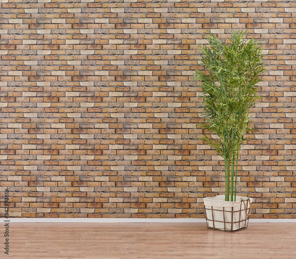 Modern brown brick wall concept with home object decoration. Interior decor. Modern brown brick wall concept with home object decoration. Interior decor.