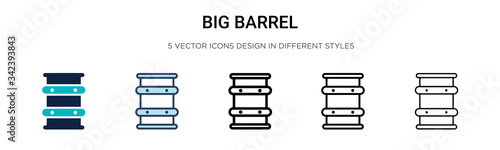 Big barrel icon in filled, thin line, outline and stroke style. Vector illustration of two colored and black big barrel vector icons designs can be used for mobile, ui, web