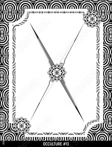 Occultism or magic, illustration without color many skulls