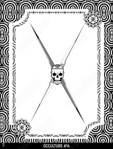 Occultism or magic, illustration without color one skull