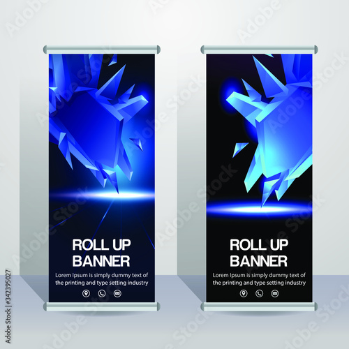 Roll up banner stand template design, for brochure, flyer, infographics. modern advertising. vector illustration