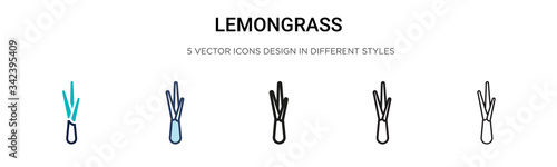 Lemongrass icon in filled, thin line, outline and stroke style. Vector illustration of two colored and black lemongrass vector icons designs can be used for mobile, ui, web