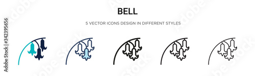 Bluebell icon in filled, thin line, outline and stroke style. Vector illustration of two colored and black bluebell vector icons designs can be used for mobile, ui, web
